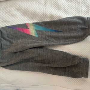 Aviator Nation Kids Heather Grey Sweatpants with Rainbow Lightning Bolt